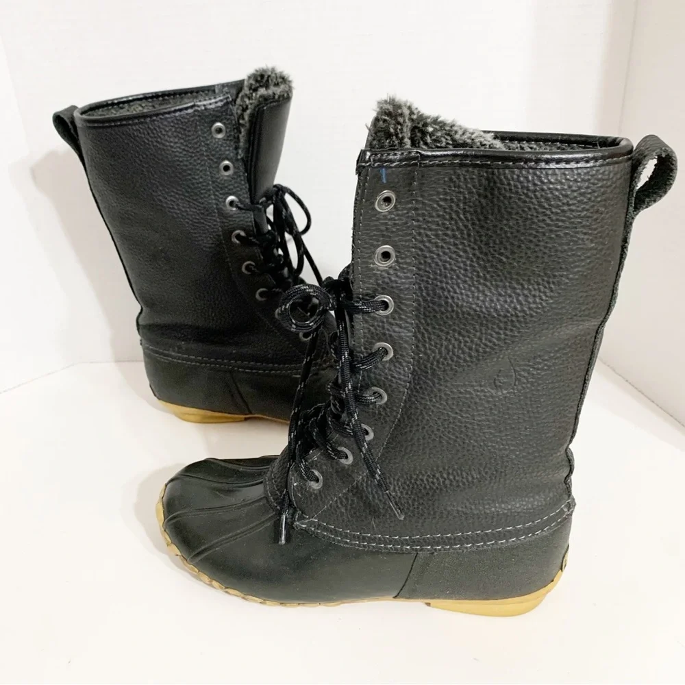 Sporto Daphne Leather Upper Waterproof Duck Boots Faux Fur Shearling Size 7